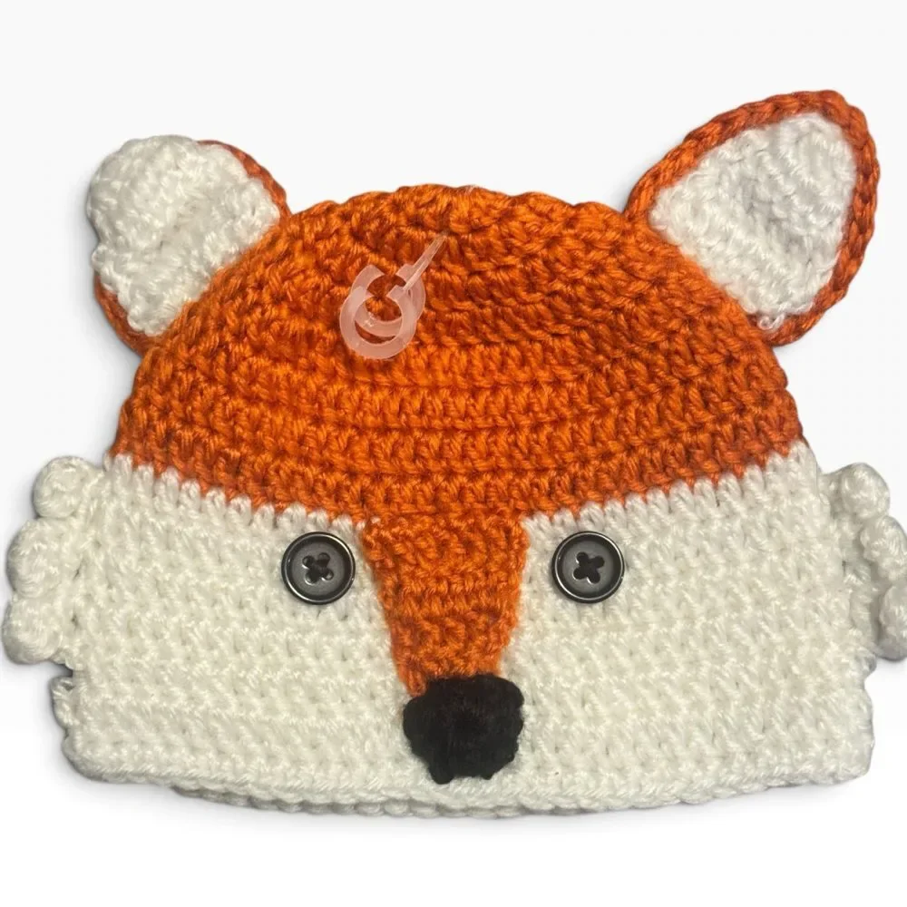 3-Piece Infant/Toddler Knit & Crochet Animal & Cupcake Beanie Hat Lot.